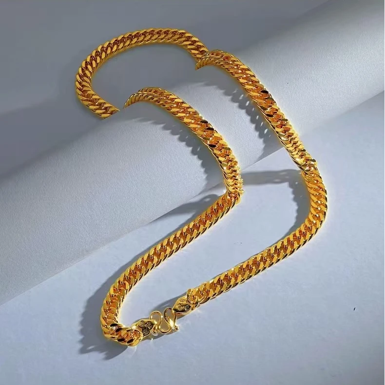 钨金项链 A【苗.金专柜正品】磁.百.草.金色男士传统项链