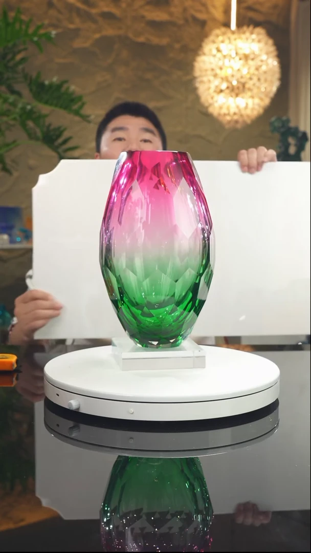 【闪购商品】瓷片福利金红绿切面花瓶