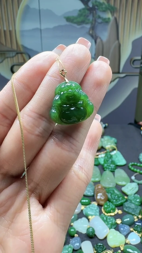 【闪购商品】和田玉吊坠(不含链)18K金镶嵌1