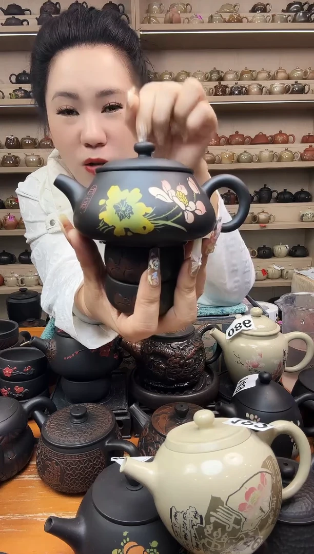 壶彩填明炉壶+2线雕杯 079