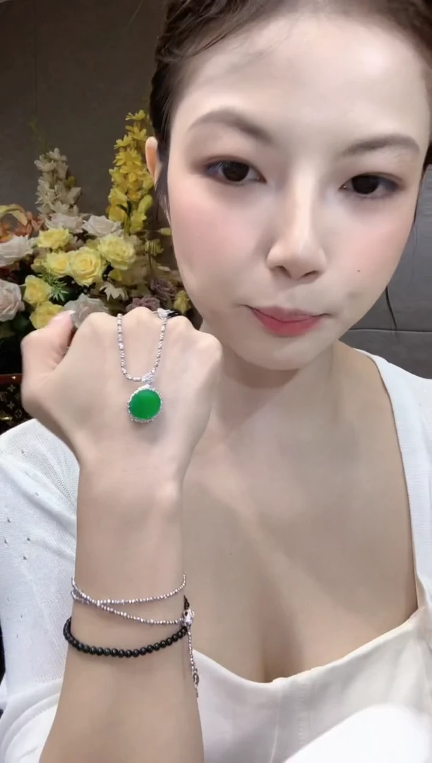 吊坠(不含链)18K金镶嵌翡翠b21