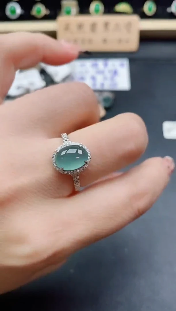 银S925镶嵌戒指翡翠1