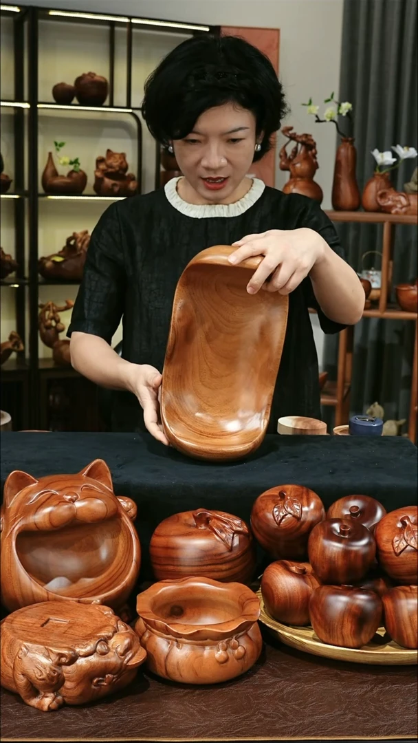 木香樟木手工果盘1964