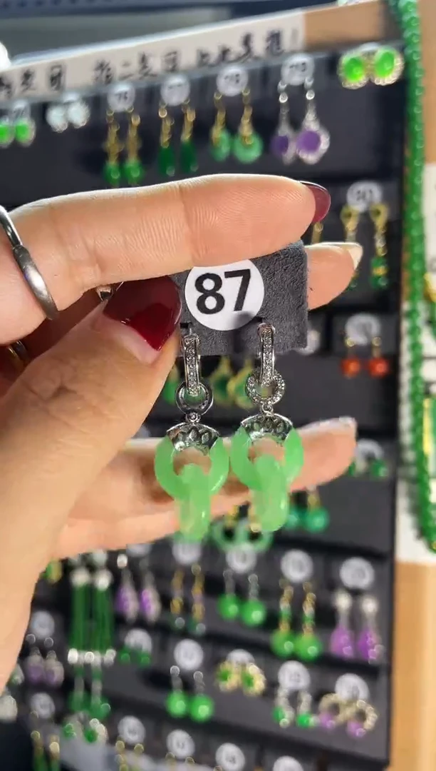 【闪购商品】翡翠耳饰银S925镶嵌87....