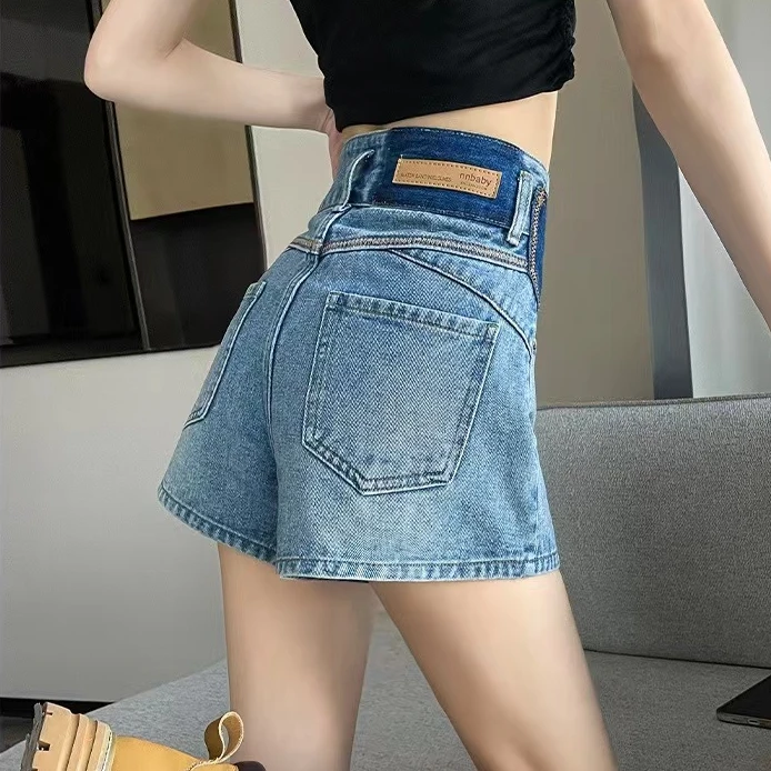 201-300春夏新款爆款高档短裙显瘦时尚包臀百褶格子百搭格纹牛仔