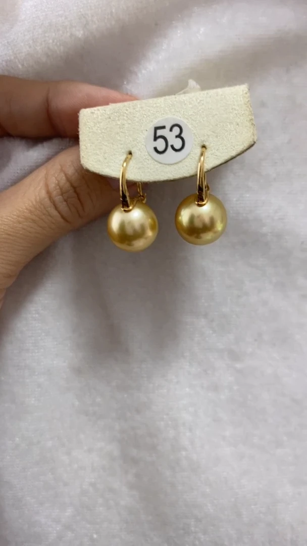 【闪购商品】海水珍珠耳饰18K金镶嵌金珠11-12mm