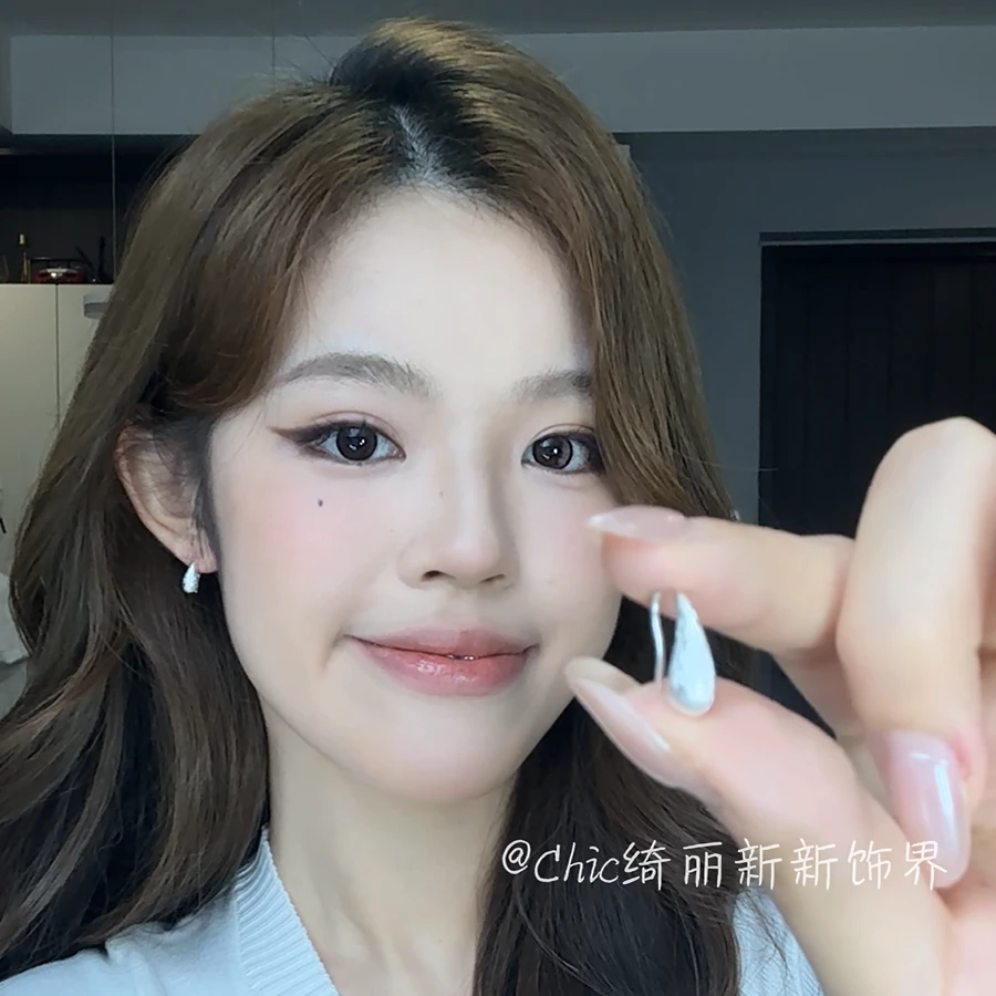 铜合金耳饰 哑光磨砂水滴耳环日韩女时尚明星同款耳坠小众风