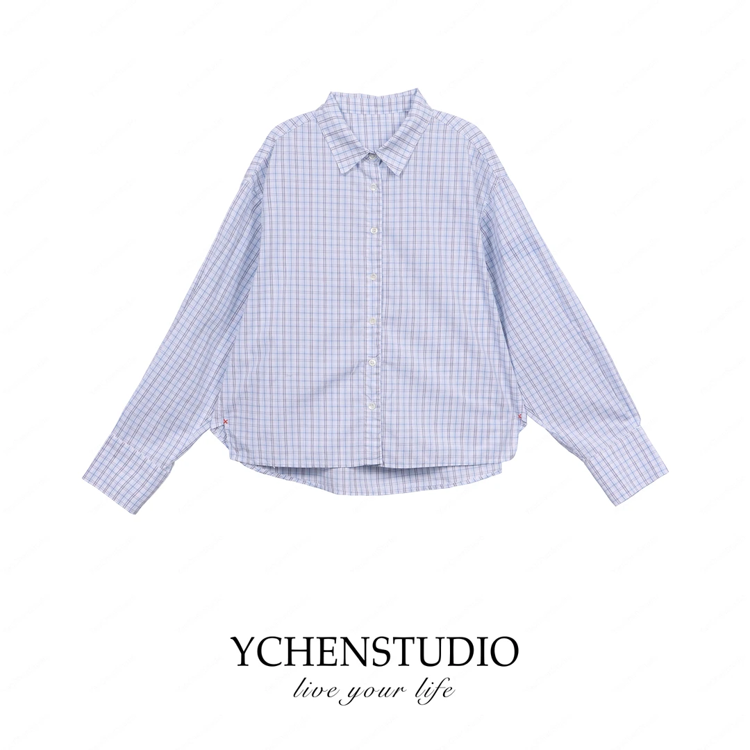 YC2【海盐撞奶】春季新款慵懒休闲青春两色格子宽松衬衫 W1817
