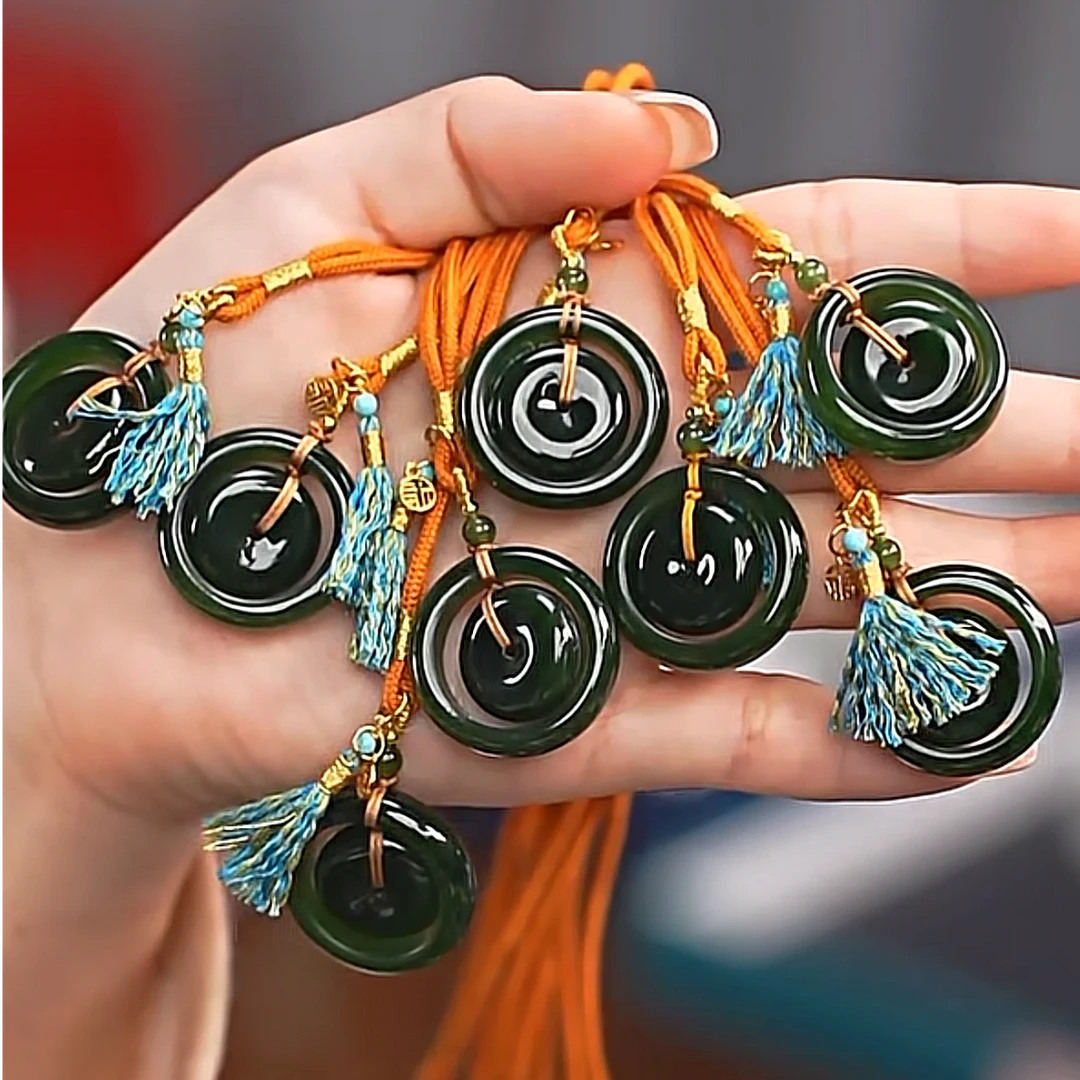 【云集珠宝】俄罗斯和田玉碧玉精品平安扣字母同心扣多样性发一DR08