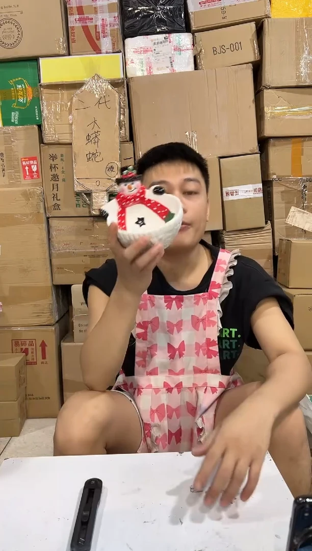 瓷片原盒雪人碗 陶瓷