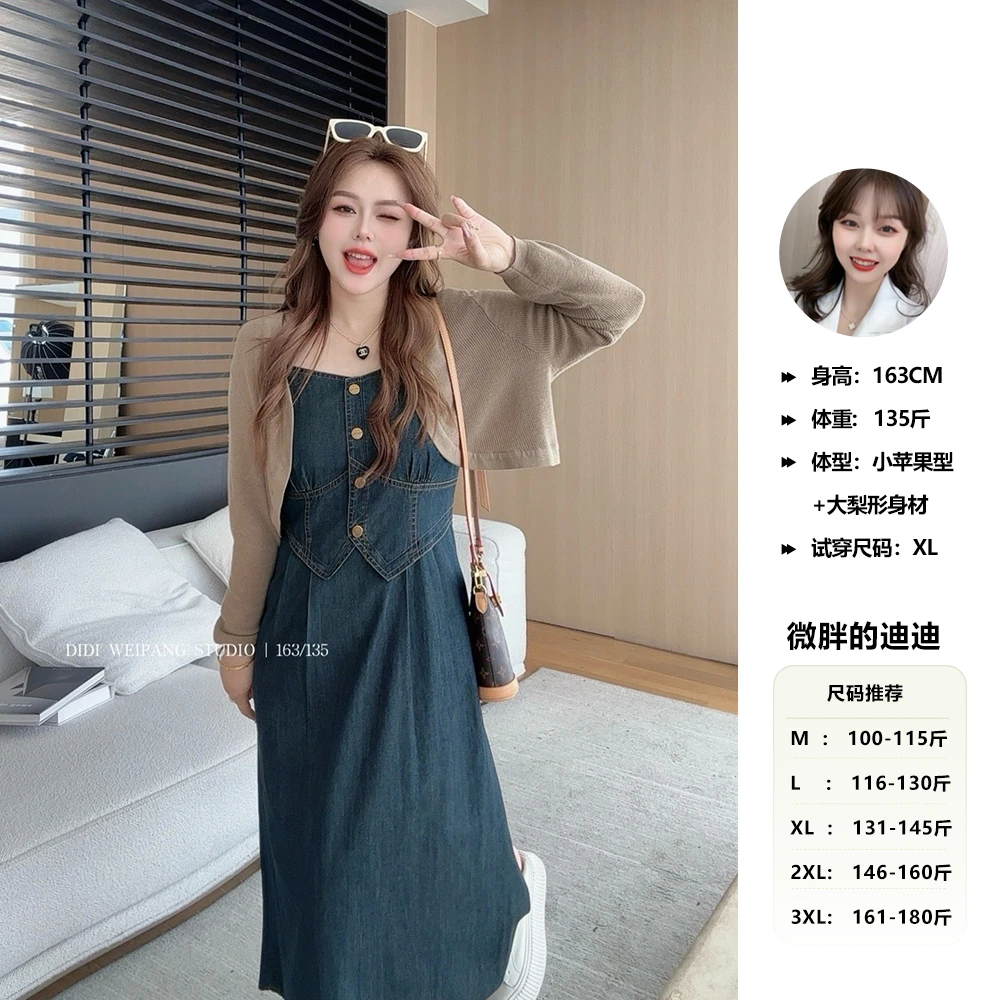 楠序迪迪微胖女装2025春季显瘦时尚两件套裙子套装女DD8182