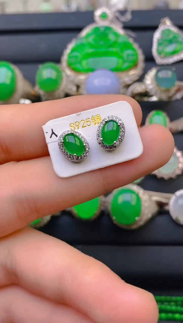 【闪购商品】翡翠戒指银S925镶嵌天然A货翡翠1