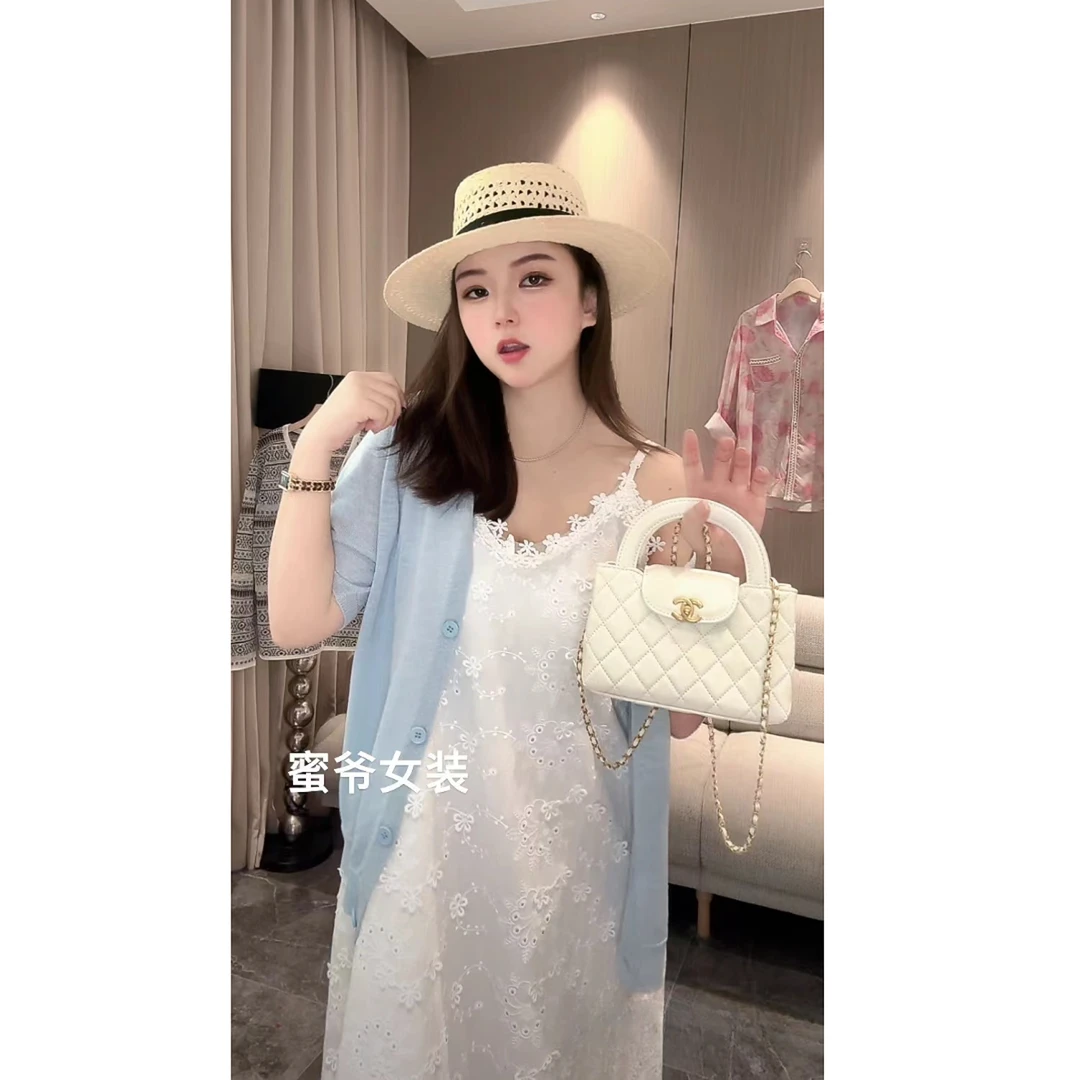 【蜜爷家】法式重工刺绣花朵吊带连衣裙