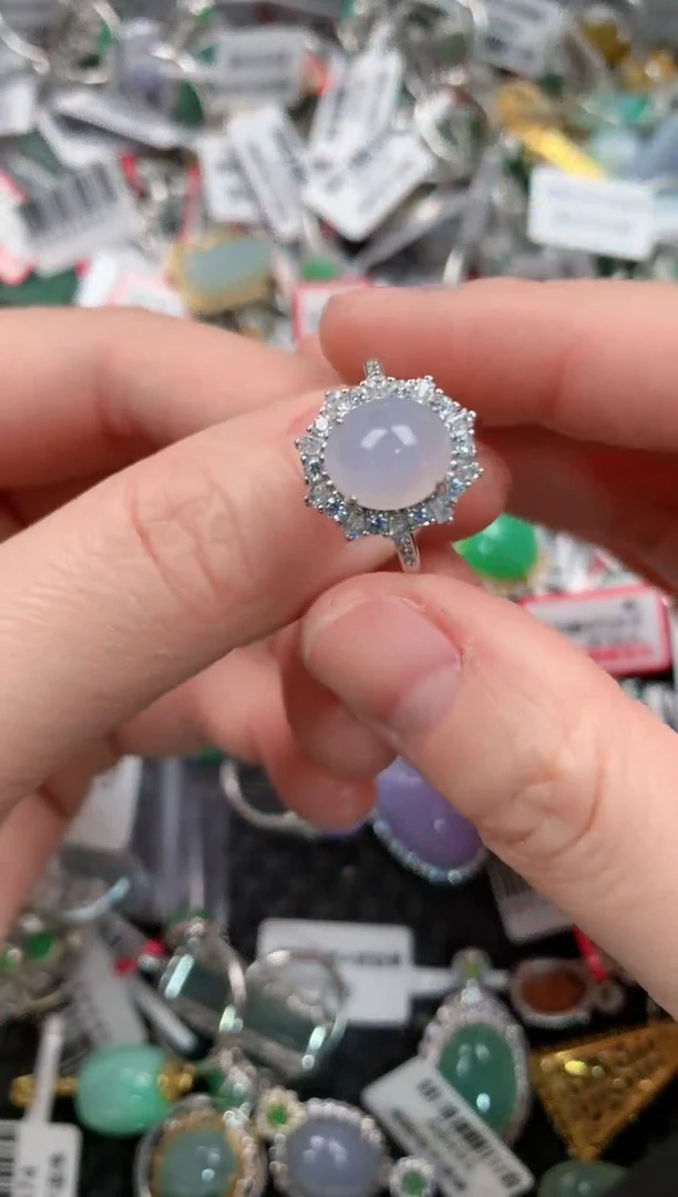 银S925镶嵌戒指翡翠55--2