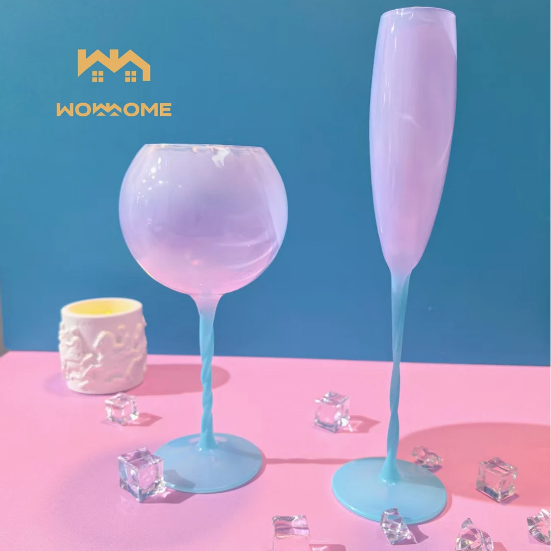 惊喜家小众法式彩色高脚杯高颜值香槟杯红酒杯创意葡萄酒杯