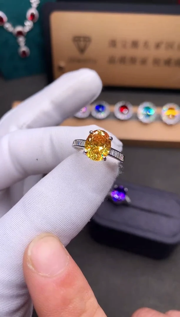 银S925镶嵌戒指黄色碧玺....