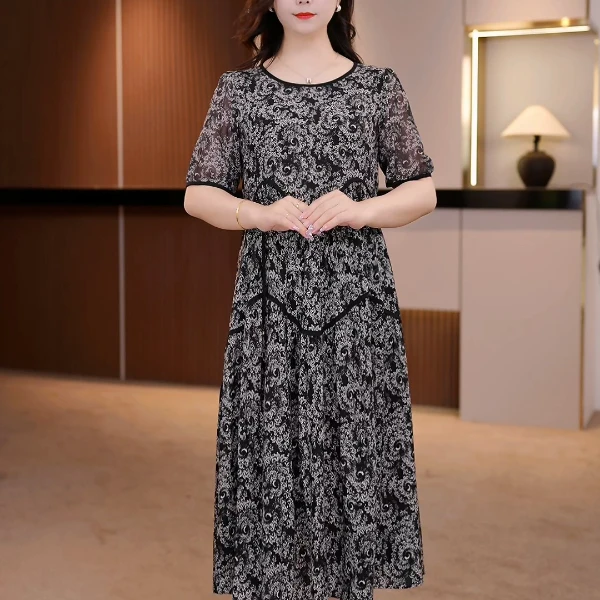 夏季新款大码女装连衣裙遮肉显瘦加肥加大收腰【Y】SXE-25-3110