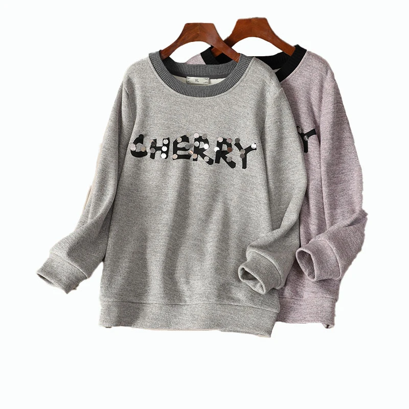 12078冬季套头秋冬印花秋衣加厚宽松韩版加绒