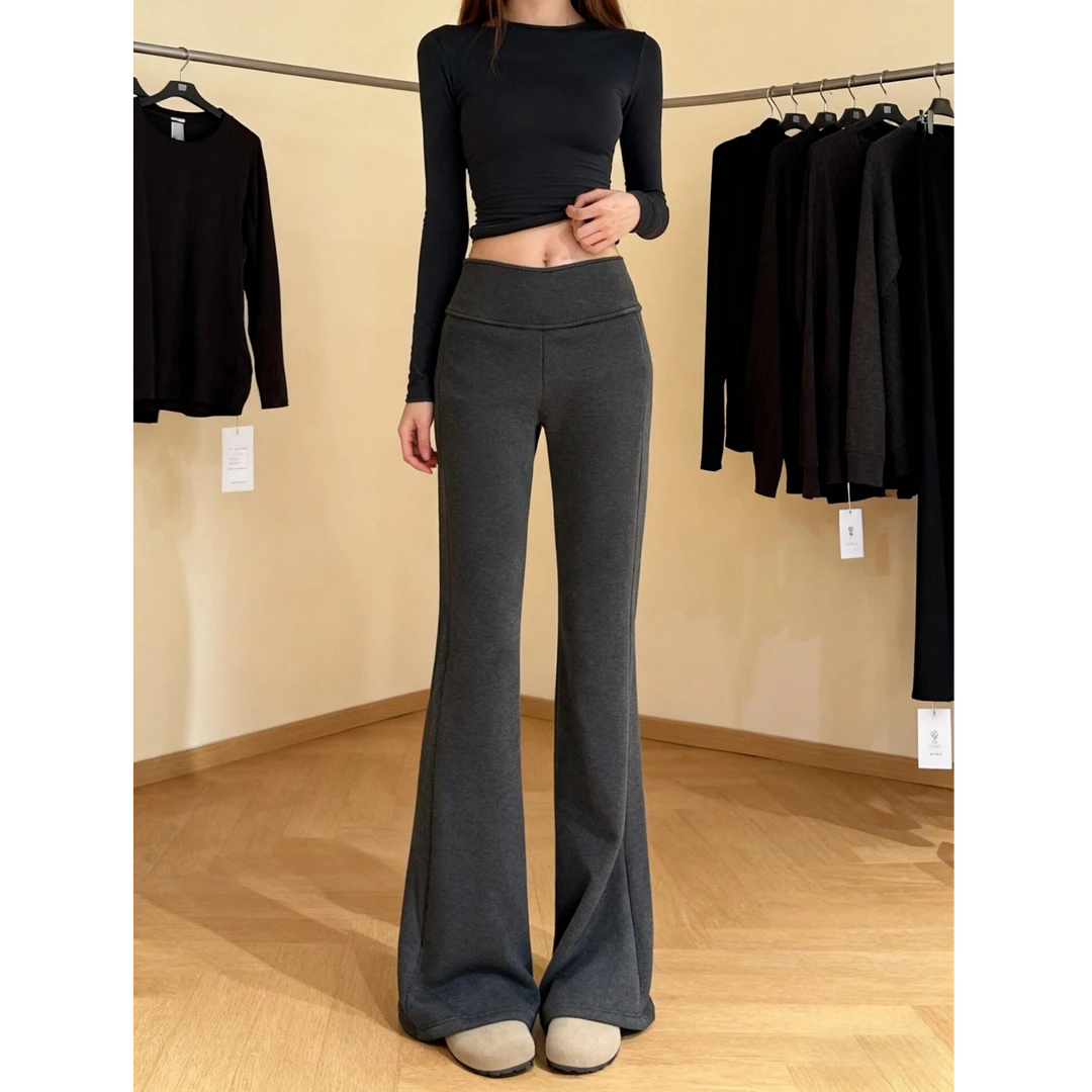 秋冬慵懒感糯米微喇裤加绒显瘦高腰女2025新款小个提臀垂感瑜伽裤