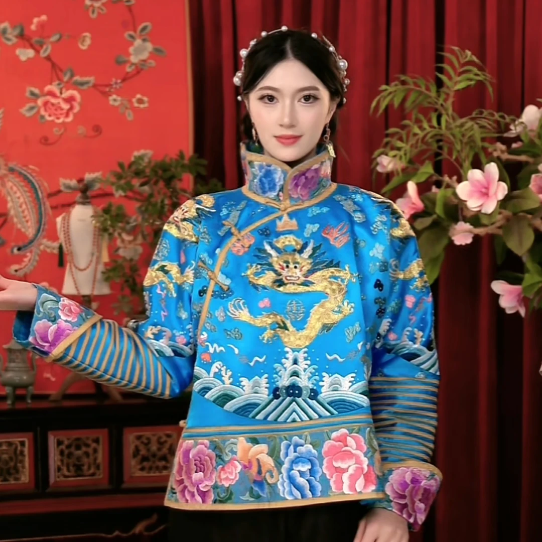 【煜秀堂】“金陵春”传统中式重工盘金绣花盆领斜襟太太服