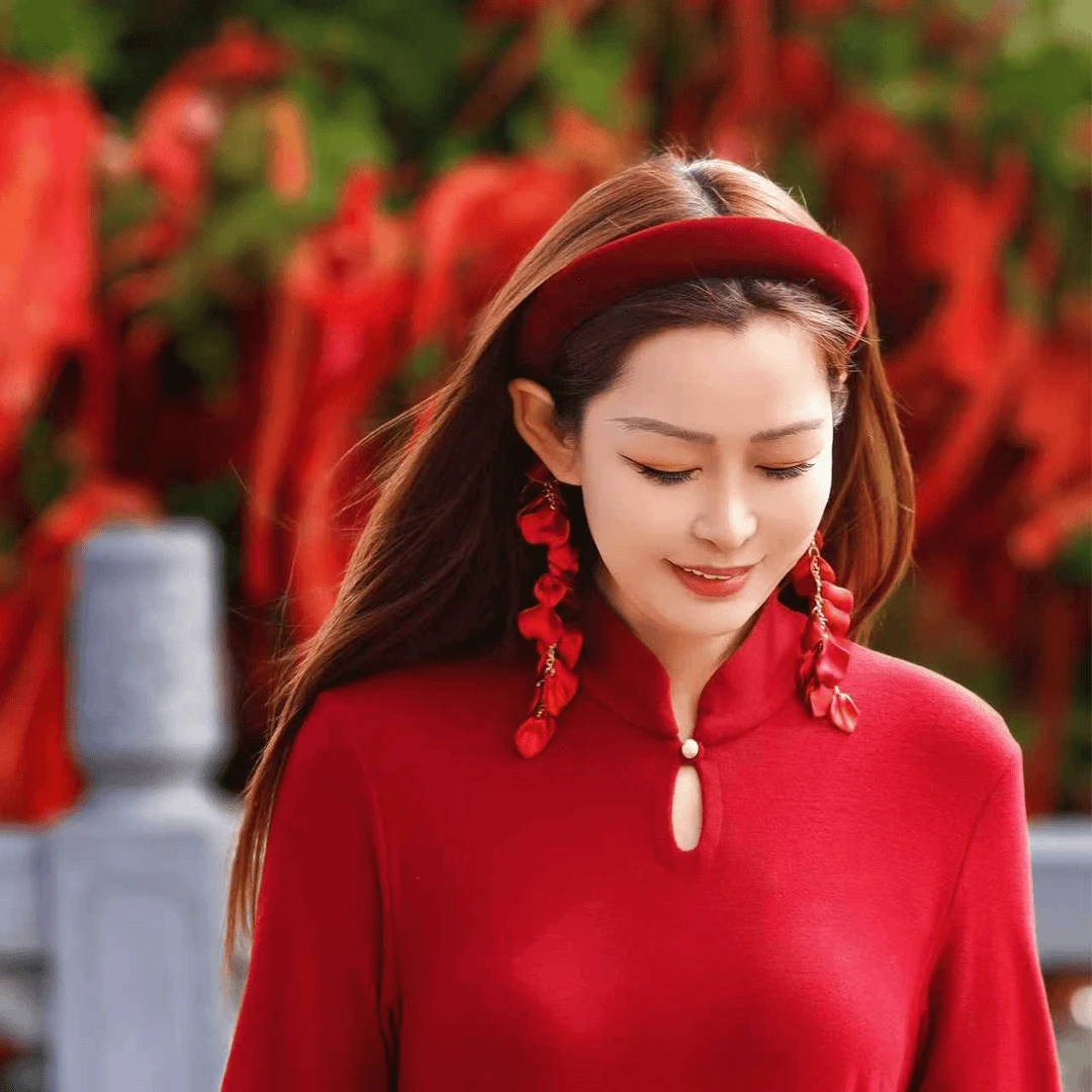 【董艺旅行穿搭】红霞飞·高颅顶发箍可拆卸长流苏新年拍照发饰