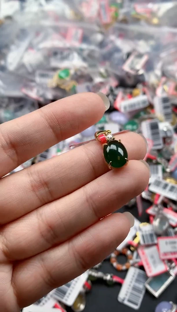 银S925镶嵌戒指翡翠天然A货缅甸翡翠