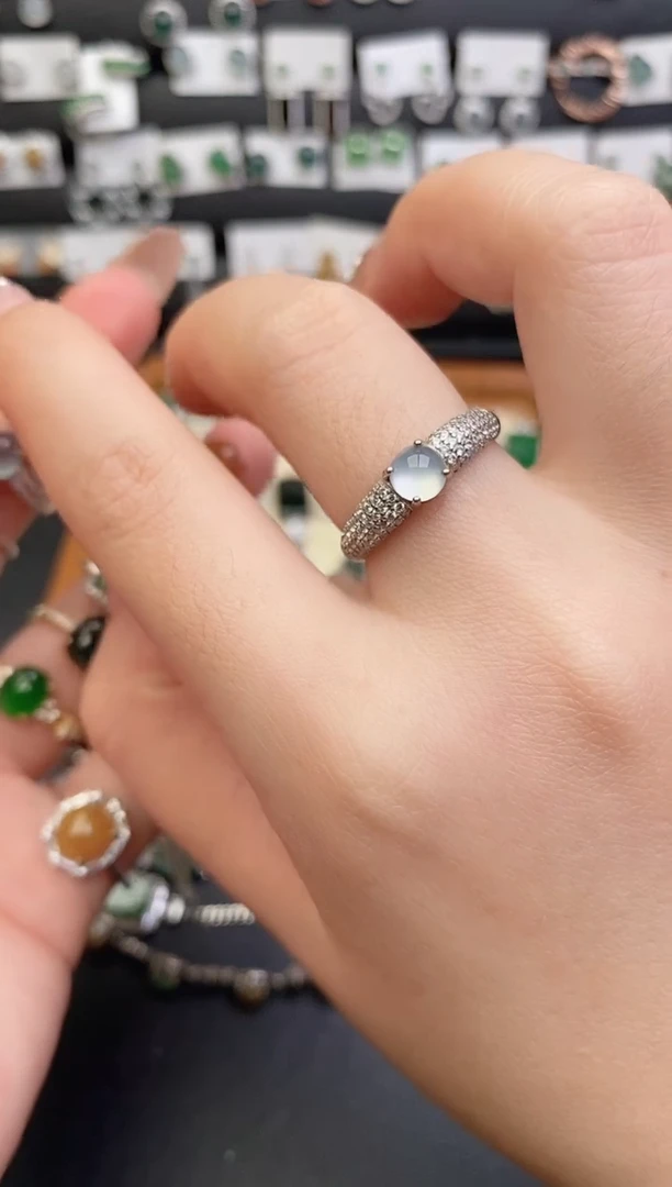 银S925镶嵌戒指翡翠0