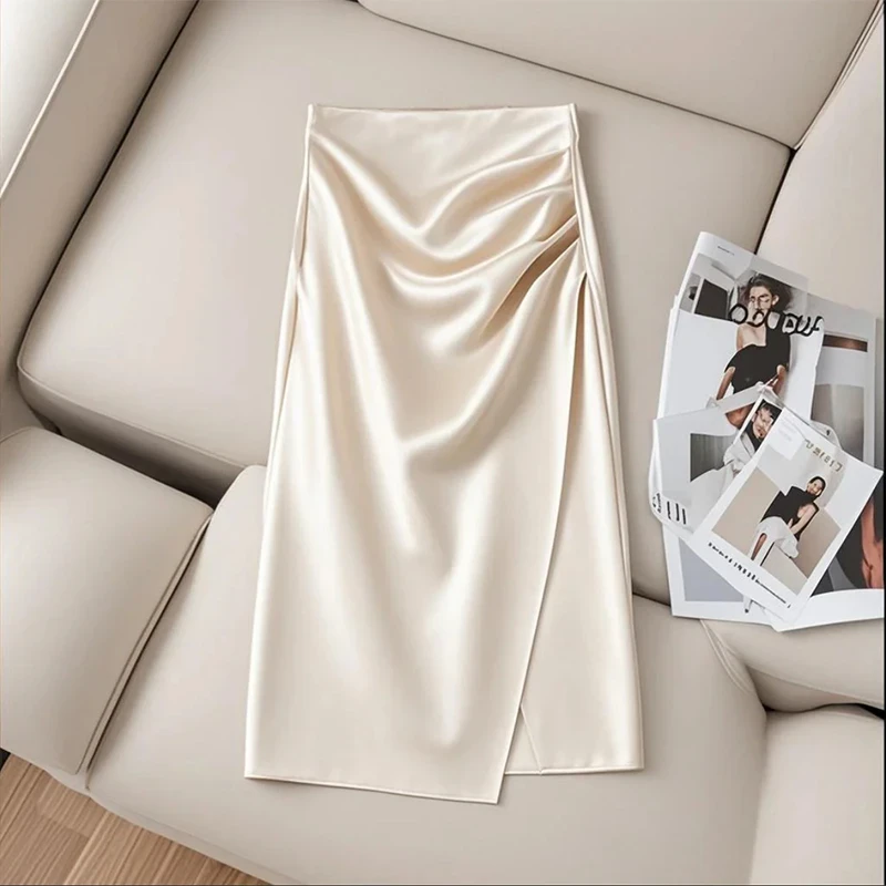 裙子女款爆款夏季新款高级感中长款不规则半身裙a字裙褶皱包臀裙