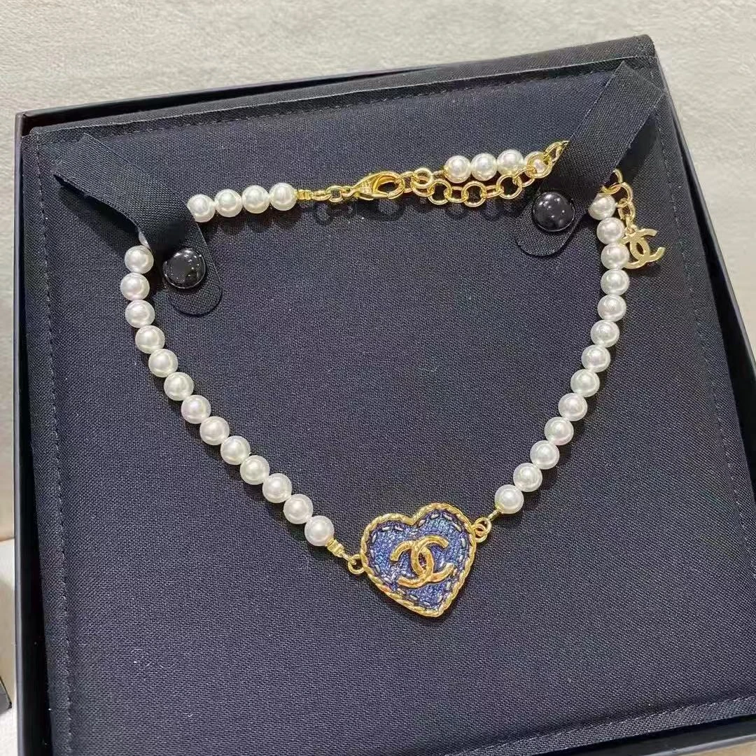 未使用 Chanel/香奈儿 24P/牛仔爱心珍珠/项链