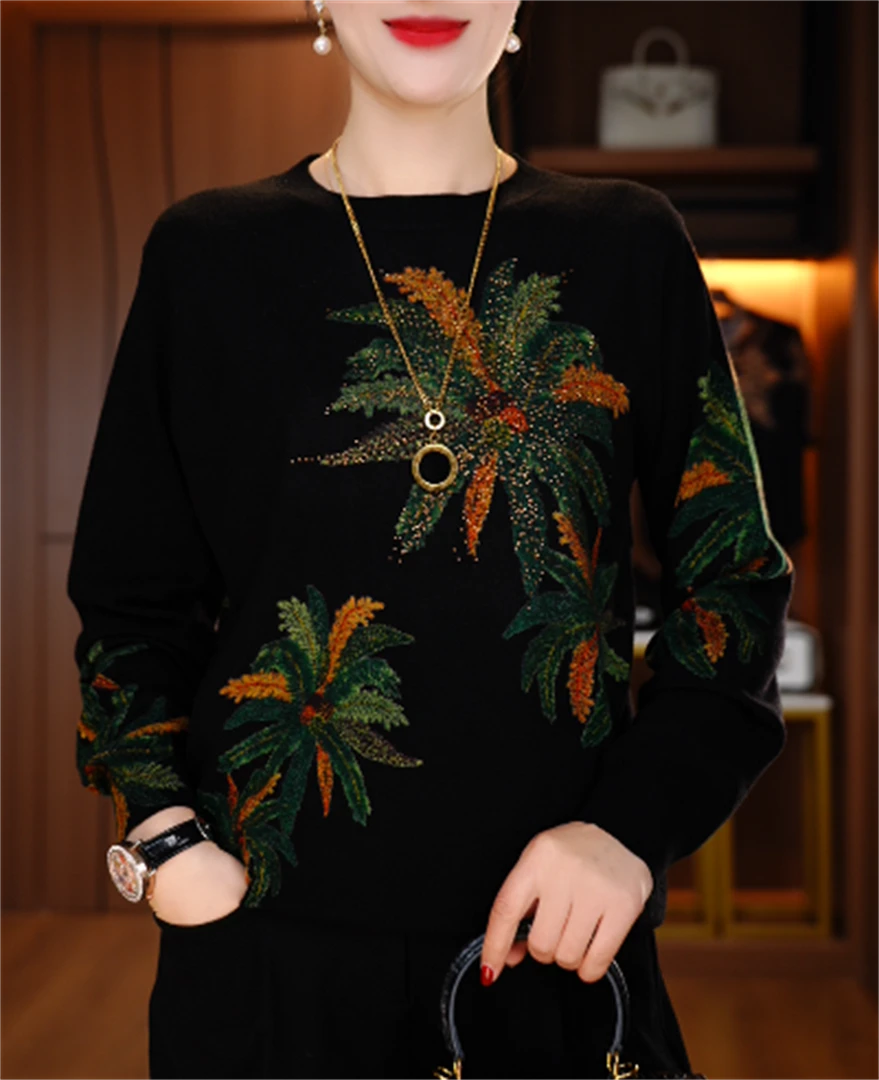 卓曼 秋冬保暖毛衣抗起球高端显瘦百搭减龄气质时尚套头V24Q1025