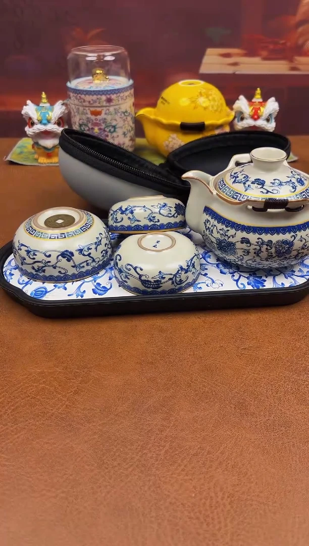 陶瓷茶具摆件旅行套组