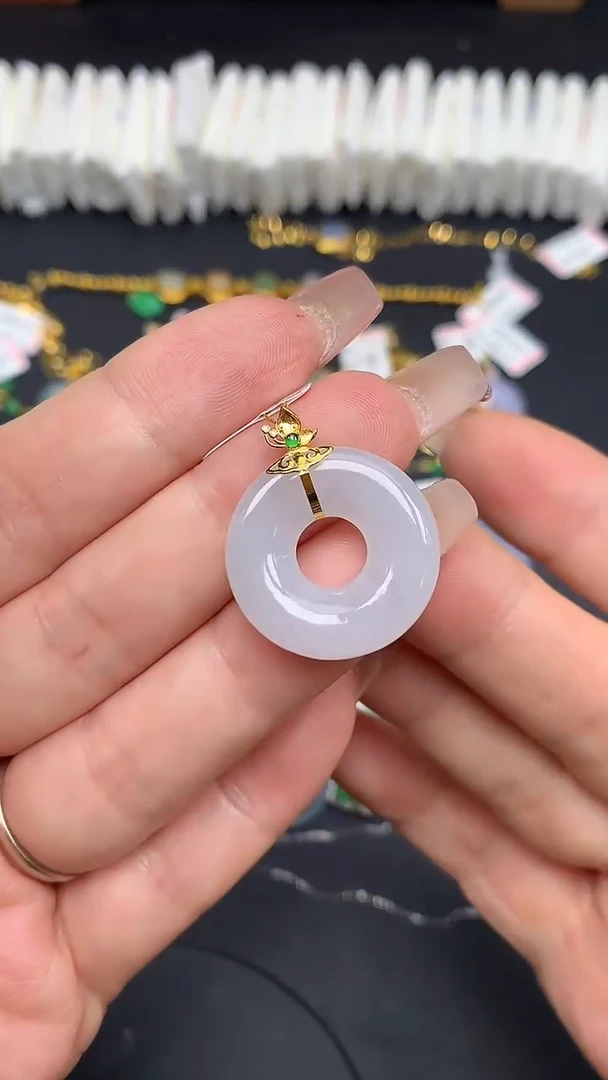 翡翠18K金镶嵌吊坠(不含链)MS193008