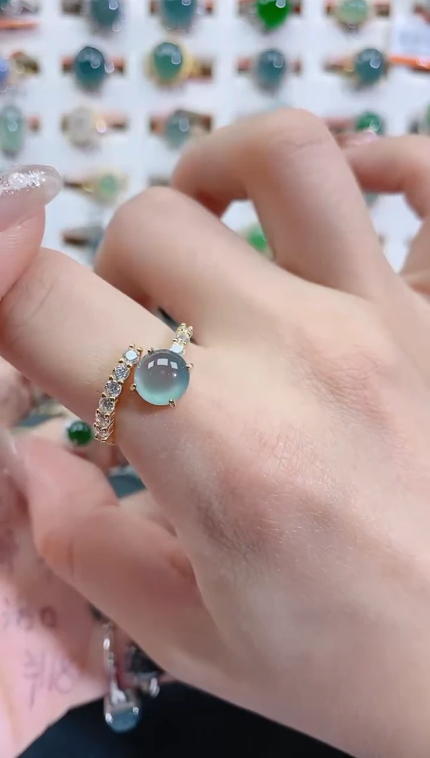 银S925镶嵌戒指翡翠天然翡翠