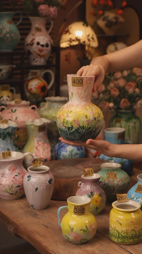 陶瓷400景德镇设计师手作花器摆件侘寂风