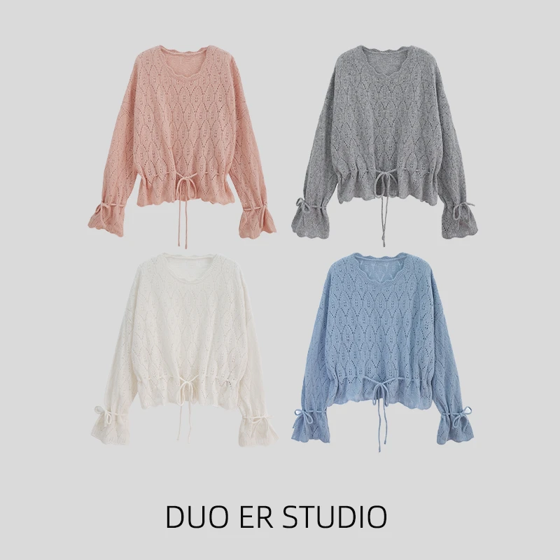 【朵儿studio】“美翻了”100%羊毛！镂空钩花羊毛衫 D726