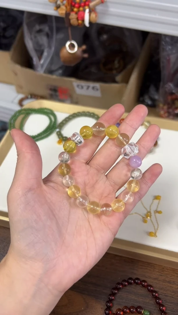 未镶嵌手链水晶高等柠檬黄水晶设计款手串[0740]