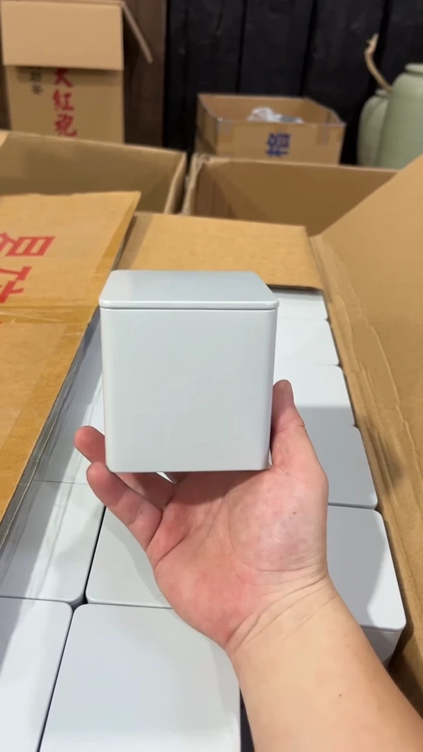 紫砂茶叶罐85方罐一两装白色10个