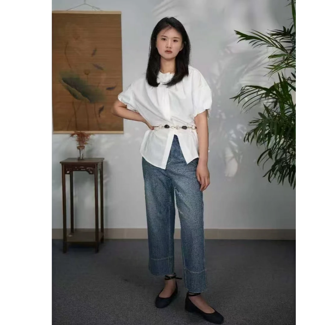 【源头厂家优选】时尚休闲舒适春秋宽边女士宽松直筒裤M1061-2