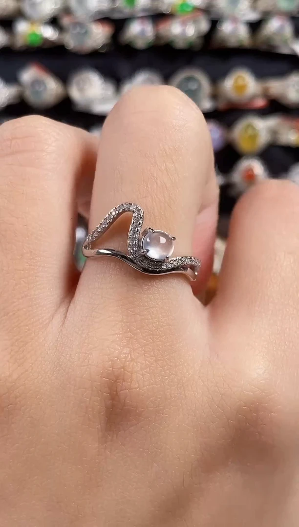 银S925镶嵌戒指翡翠天然A货翡翠126