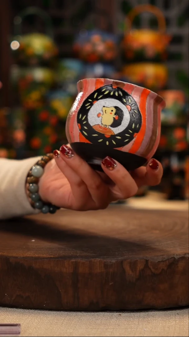 紫砂油画手绘釉下彩