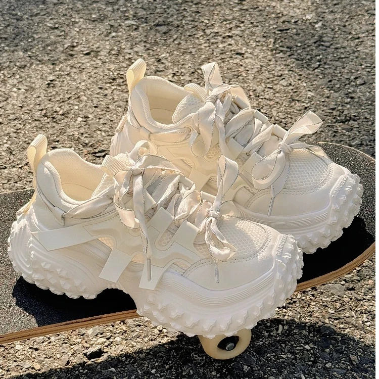 伊莎贝尔夏透气厚底老爹鞋女2025新款夏季镂空网面运动休闲鞋