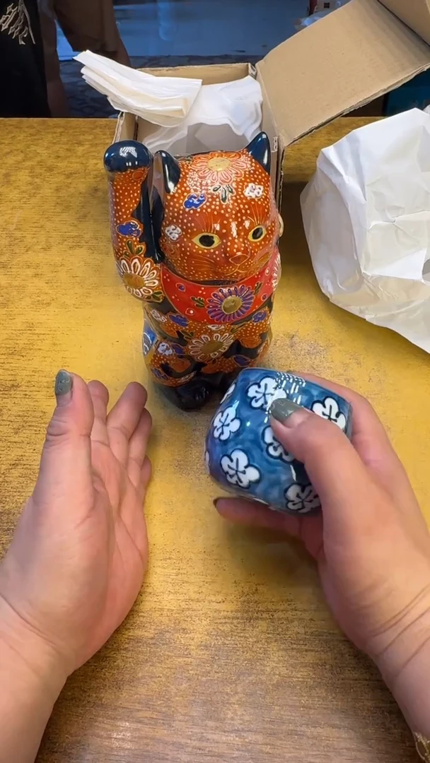 瓷器瓷器瓷器瑕疵49橘猫碗