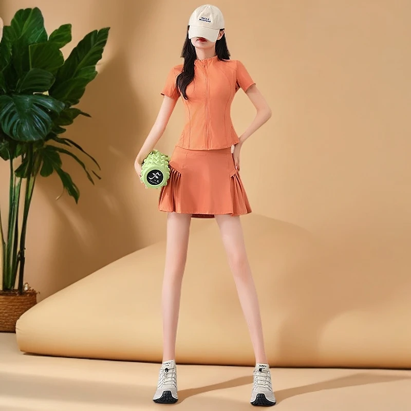 跑步速干短裙健身夏季女瑜伽网球高颜值运动套装短袖羽毛球服休闲