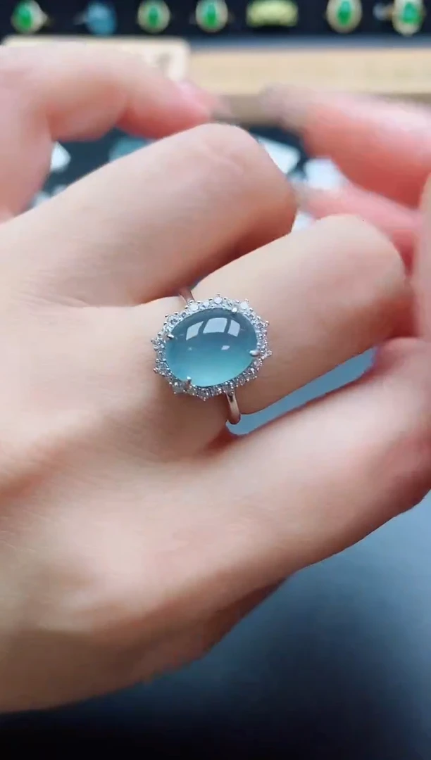 银S925镶嵌戒指翡翠1