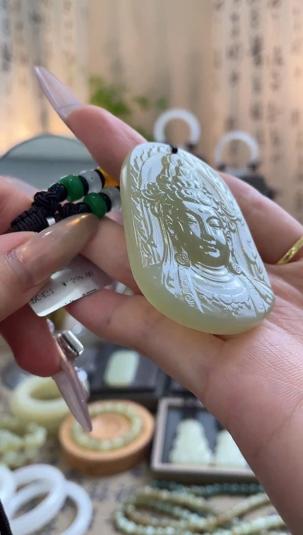 和田玉未镶嵌吊坠(赠链)新款观音牌子