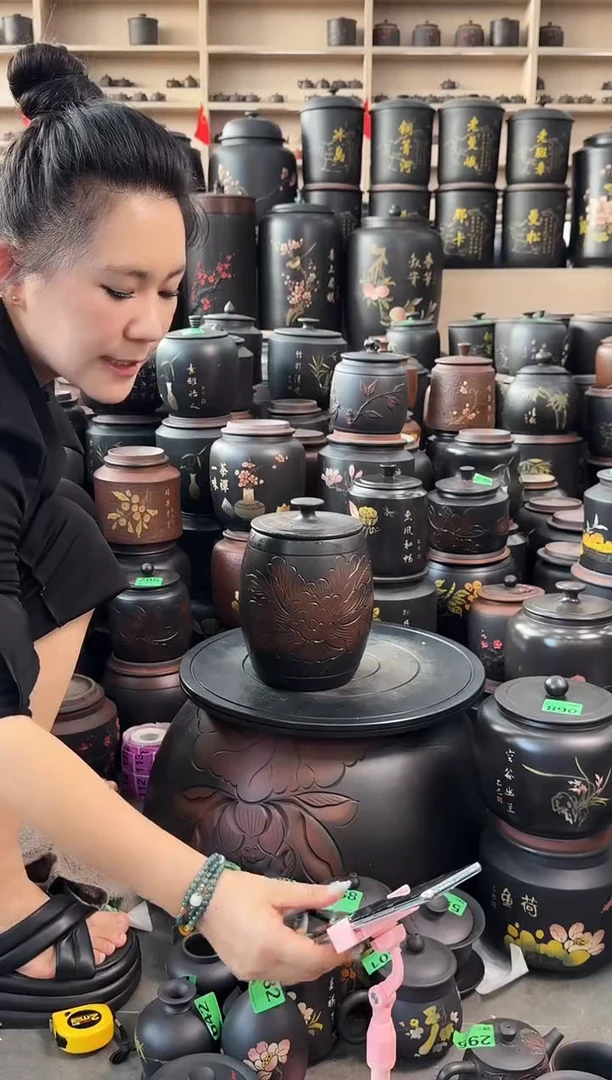 罐瑕疵茶叶罐 高柱牡丹花 161
