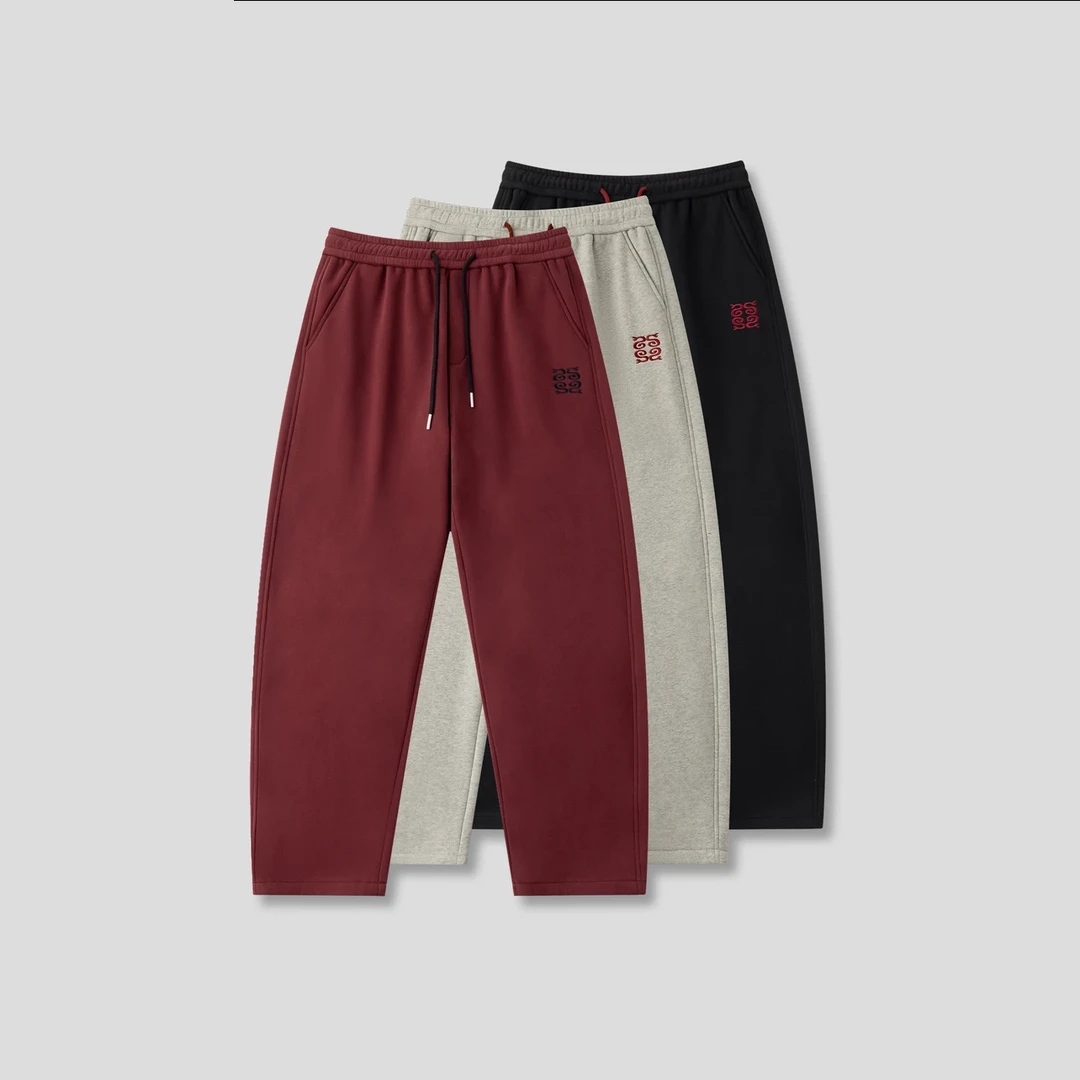 【加绒卫裤】秋冬立体剪裁中国红本命年卫裤弯刀裤休闲长裤香蕉裤男