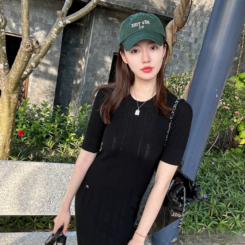 全新未使用 Chanel/香奈儿 针织小黑裙针织裙 黑色/40