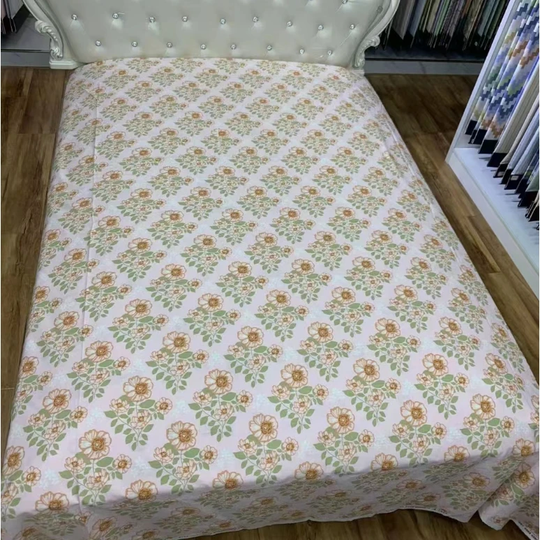 细纹粗布布头-（花倩影粉）110*250