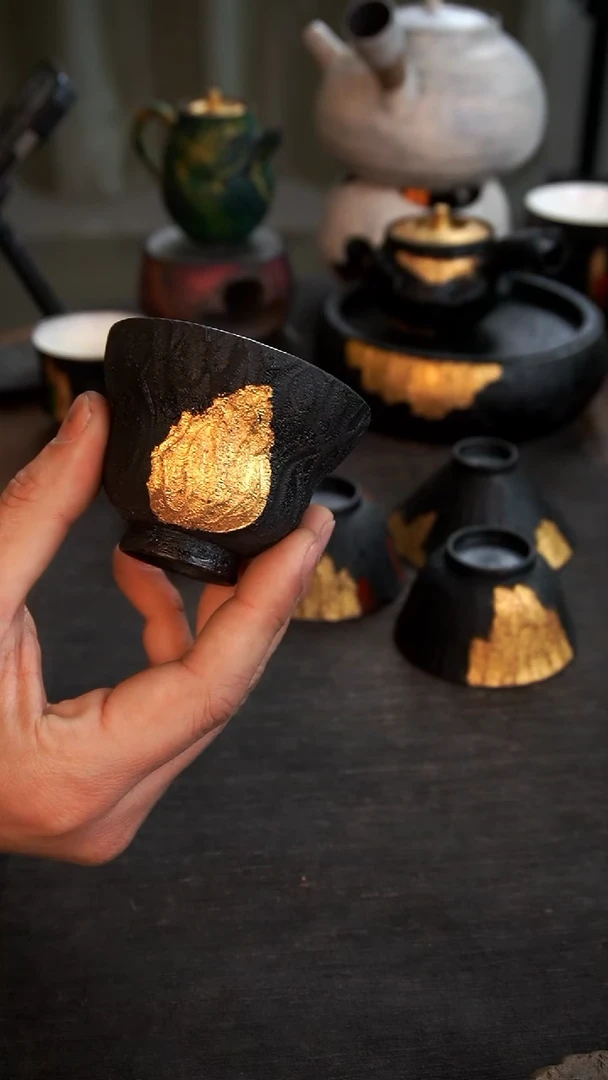 【闪购商品】其他大漆黑金杯095小康茶器